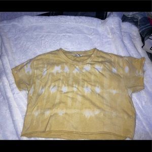 yellow and white tide crop top